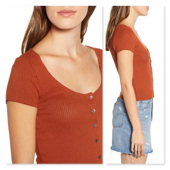 Project Social T Button Front Ribbed Tee sz Small - Picture 2 of 11